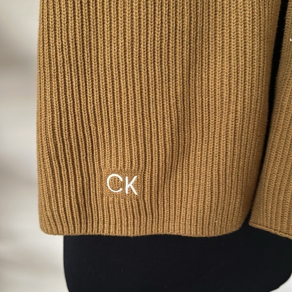 Calvin Klein Mustard Yellow/Gold Ribbed Scarf CK Initial - Picture 3 of 8